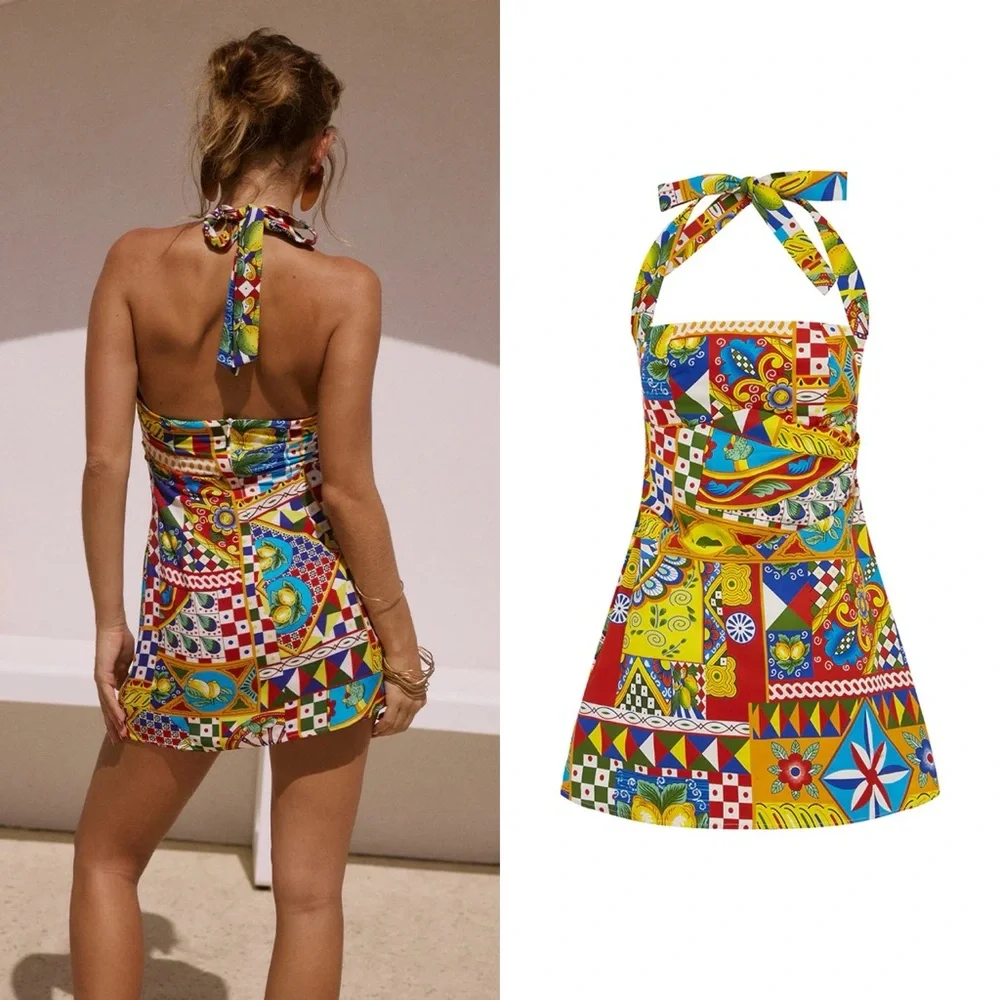 *24 HOUR SALE* Amalfi Printed Halter Mini Dress - Picture 4 of 9